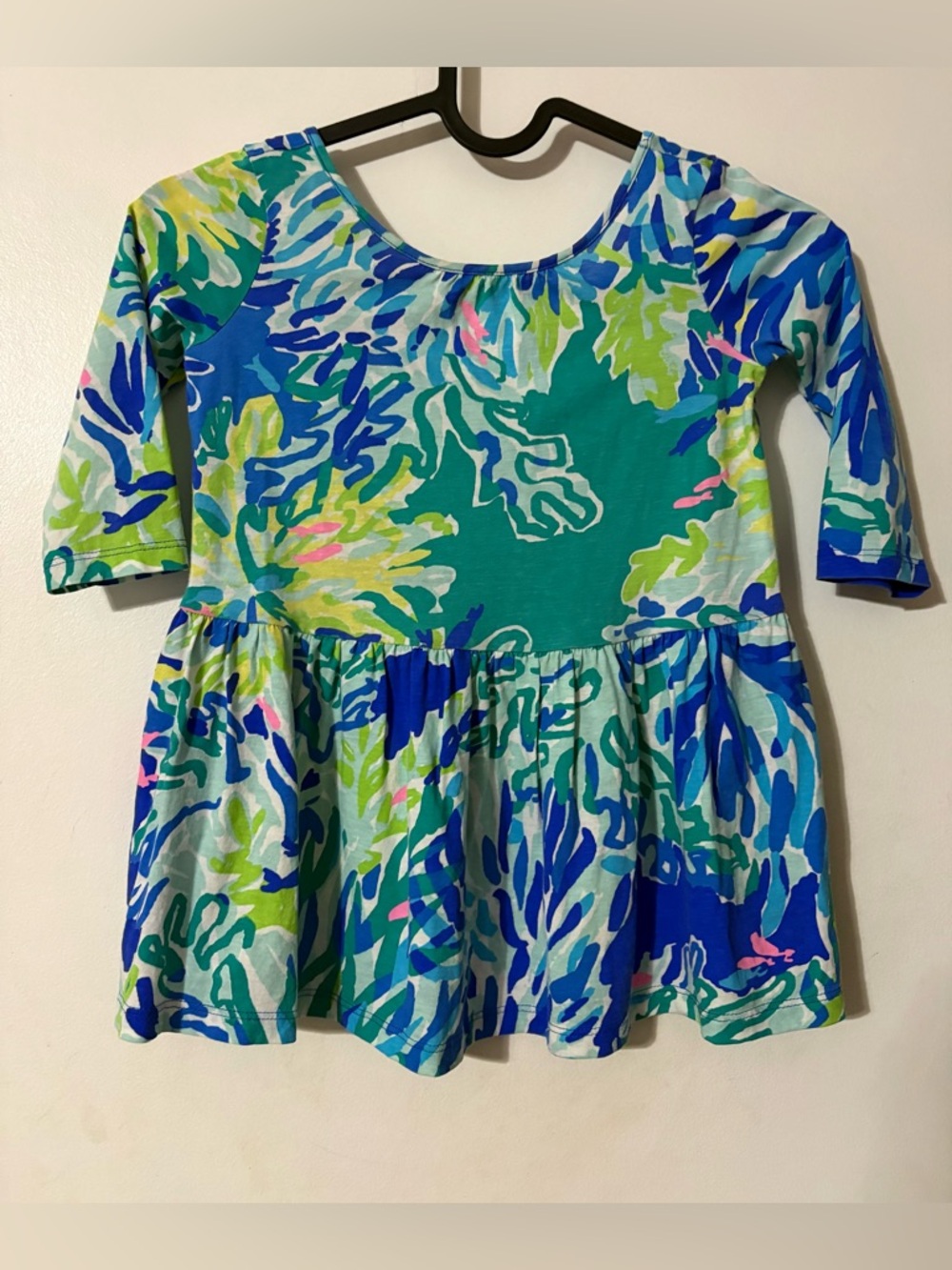 Lilly Pulitzer Girls' Teal, Blue & Green Floral Twirl Dress Size XS (2-3)